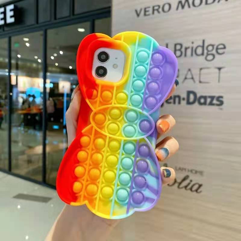 Reliver Stress Toys Push It Bubble Phone Case Color Bow Finger Pressure Version Of The Soft Silicone Protective Shell