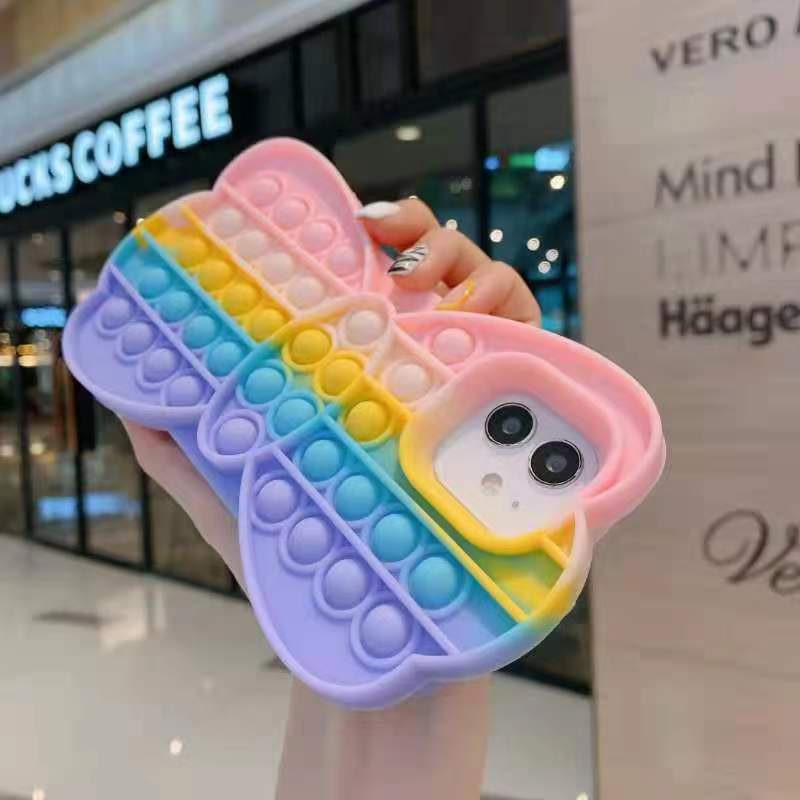 Reliver Stress Toys Push It Bubble Phone Case Color Bow Finger Pressure Version Of The Soft Silicone Protective Shell