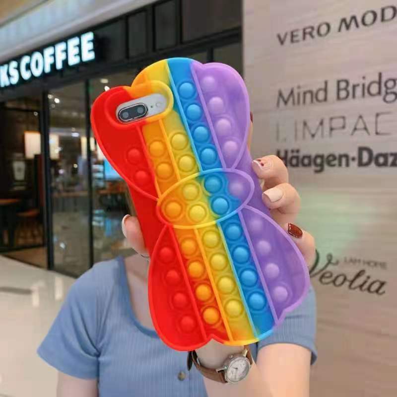 Reliver Stress Toys Push It Bubble Phone Case Color Bow Finger Pressure Version Of The Soft Silicone Protective Shell