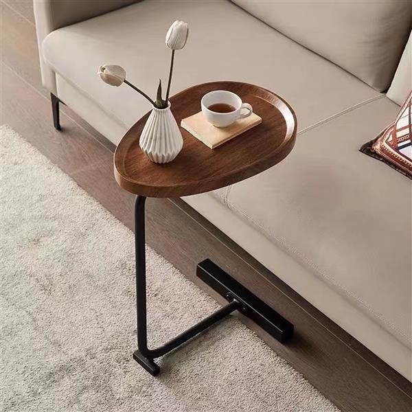 Brown C-shaped Side Table, Living Room Small Sofa Table