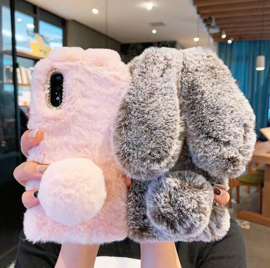 Plush Loving Heart Rabbit Creative Drop-resistant Autumn And Winter Phone Case